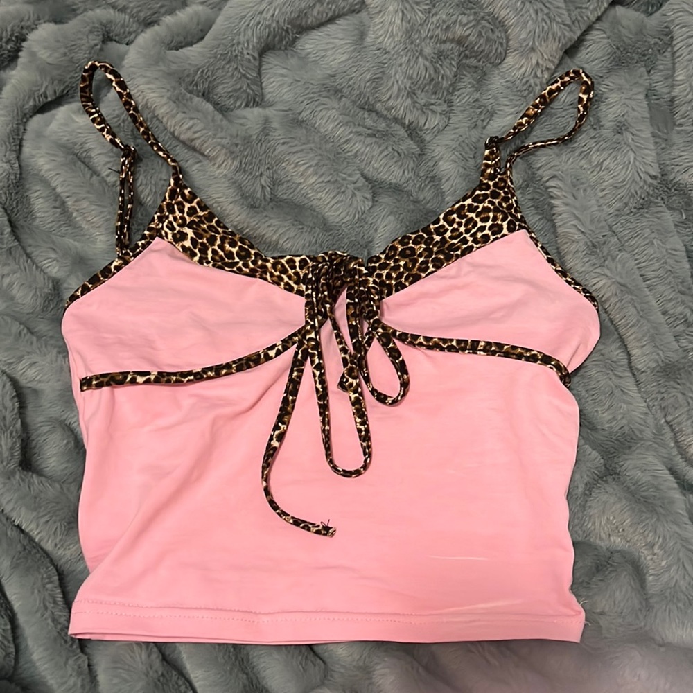 Y2K pink leopard tank